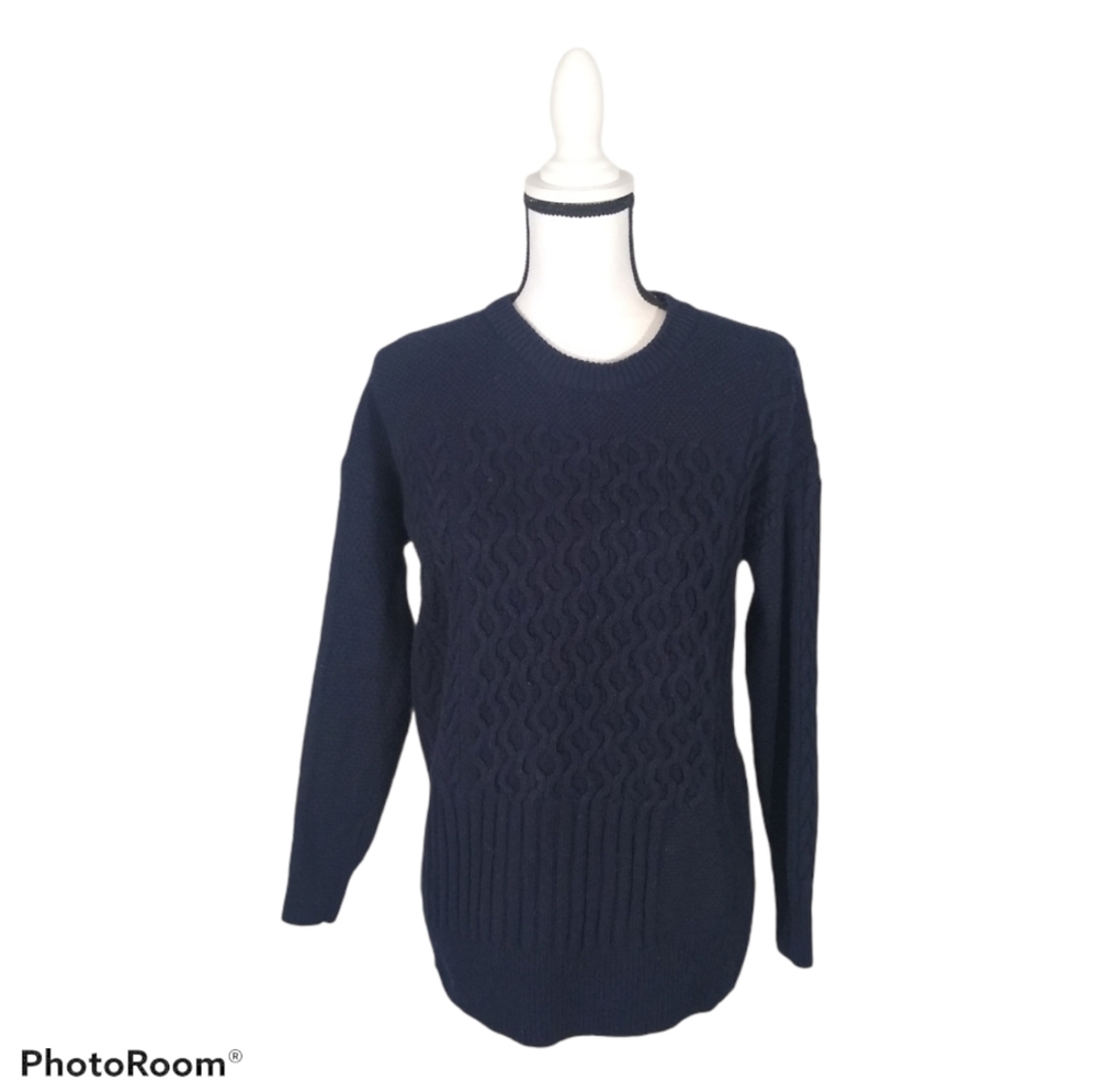 Madewell cableknit crewneck sweater XS navy blue